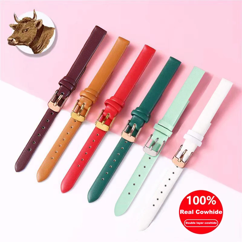 

Full Grain Leather watch strap Handmade Leather rose gold Buckle Strap Bracelet Accessories 8mm 10mm-22mmAccessory for watch
