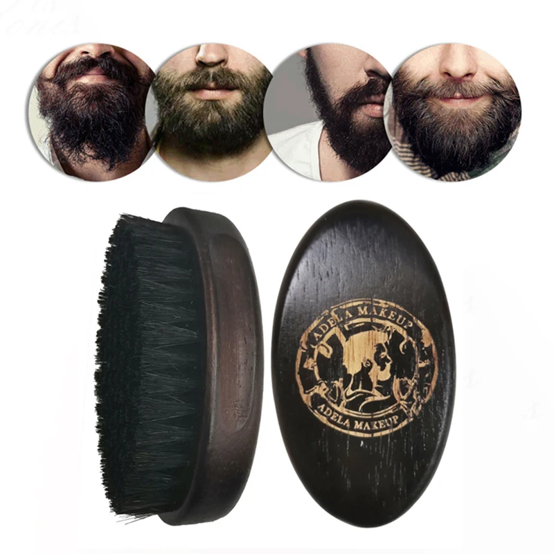 

Customized Men Beard Brush Natural Wood Vintage Boar Bristle Beard Comb For Mustache Shaving Face Massage Facial Hair Cleaning