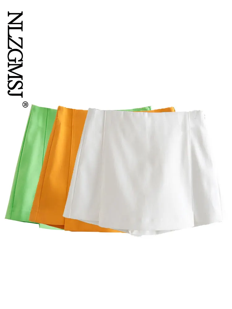 

Модные женские многоцветные Асимметричные кюлоты Nlzgmsj 2022, винтажные женские шорты с карманами, высокой талией и боковой молнией