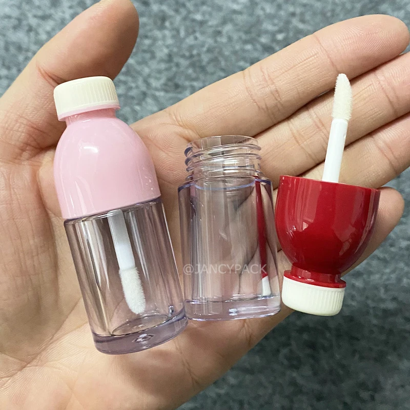 Refillable 8ml coke shape cute lip gloss tubes for kids girls pink clear refillable make up bottle lip balm tubes custom logo