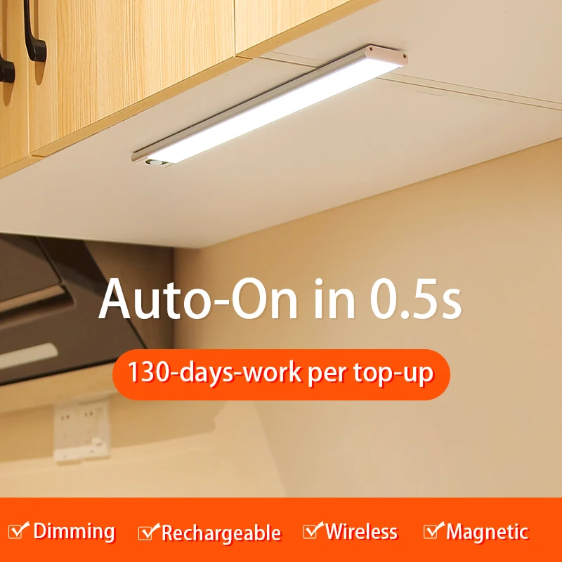 led under cabinet light smart pir motion sensor human detect dimming kitchen cupboard wardrobe bed auto closet lamp rechargeable free global shipping