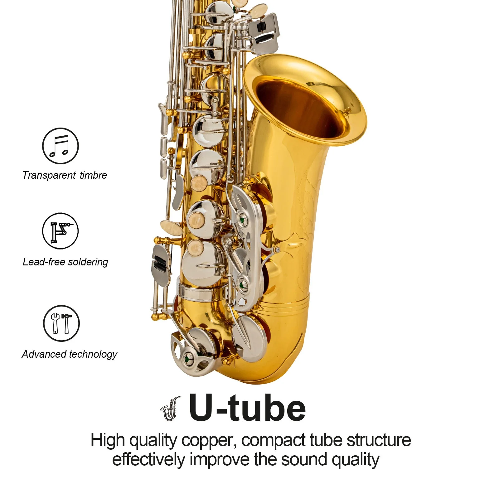 Альт-саксофон minдиабэйр Eb латунный корпус резной белый Золотой серебряные ключи