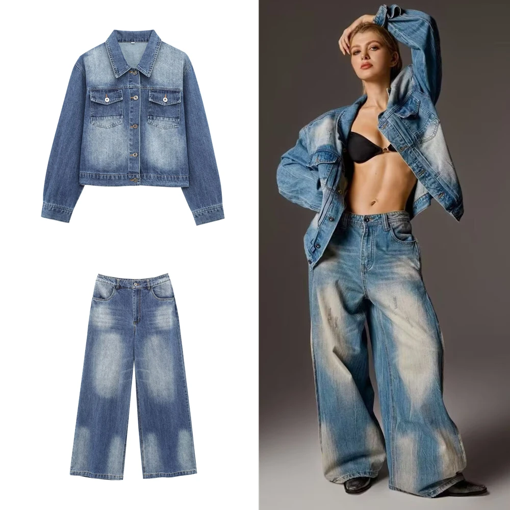 Taop&ampZa женская весенняя новинка 2025 года темпераментная модная моющаяся джинсовая