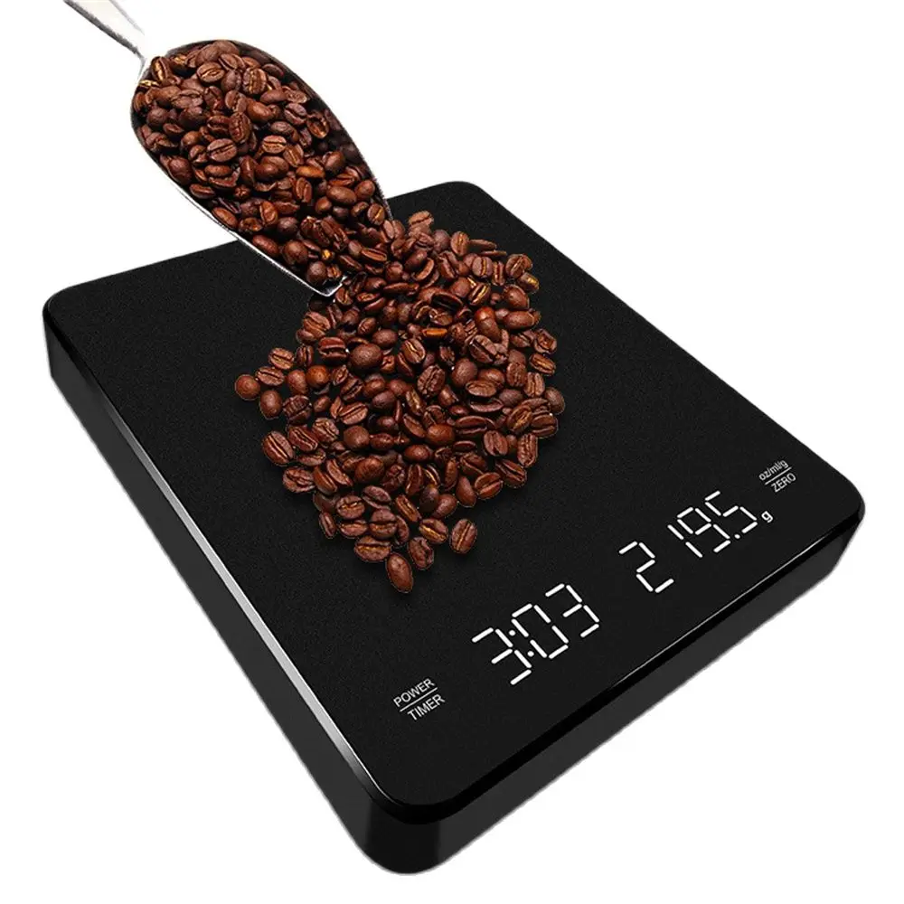 

USB Charging Kitchen Coffee Scale with Timer 3KG/0.1g Weighing Balance For Jewelry Barista Scale High Accuracy Measuring Tools