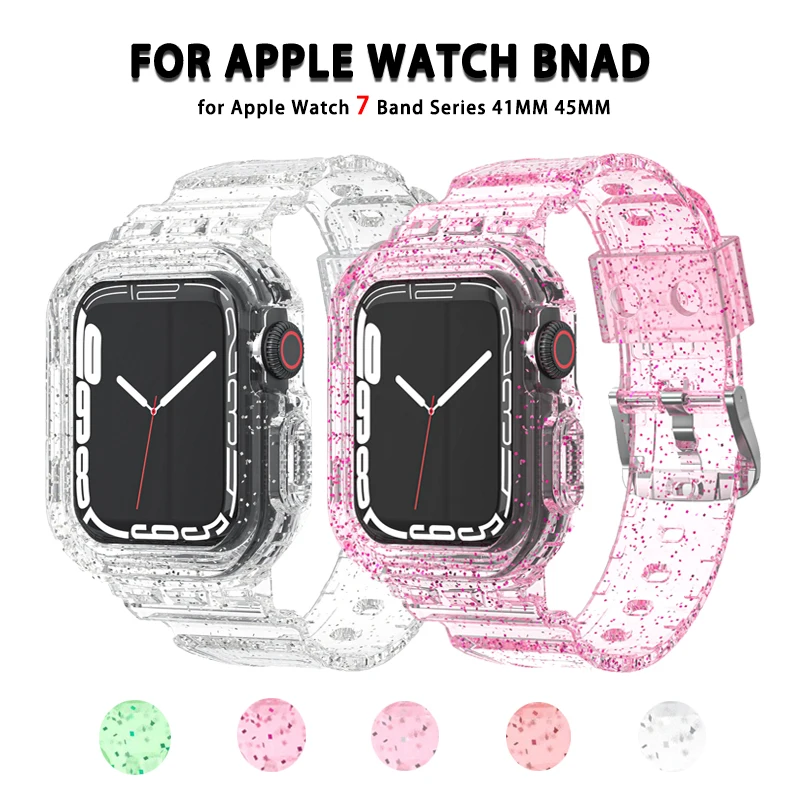 

Прозрачный ремешок для часов "ледник", Чехол для Apple Watch 7 Band Series 41 мм 45 мм, силиконовые браслеты для IWatch 6 5 4 SE, спортивный ремешок для часов