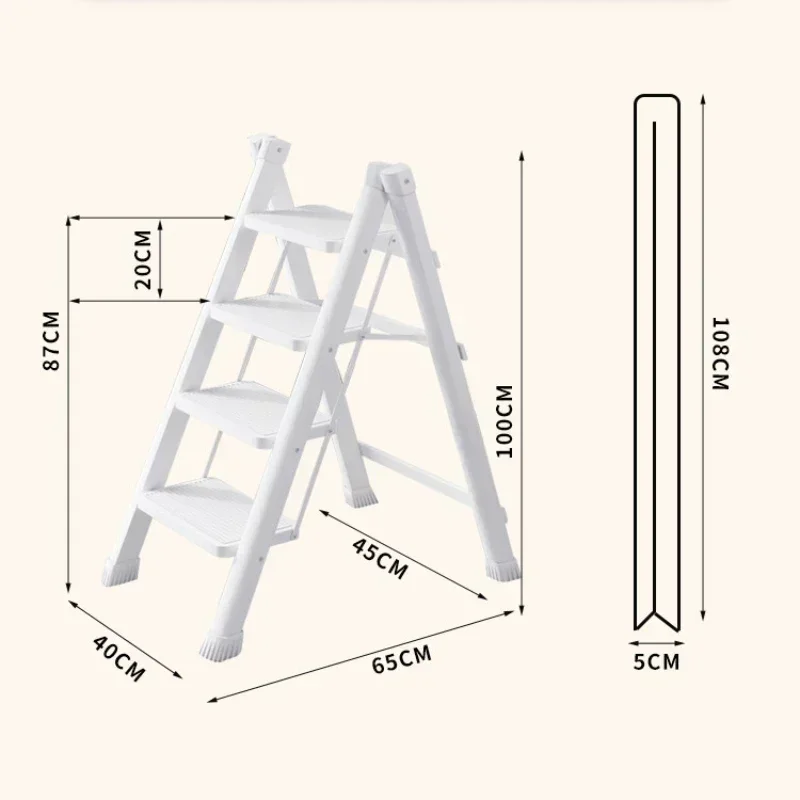 Zagęszczające stołki schodkowe do wnętrz Składane kompaktowe drabiny kuchenne na poddaszu dachu Agility White Escalera Przyjemne meble domowe