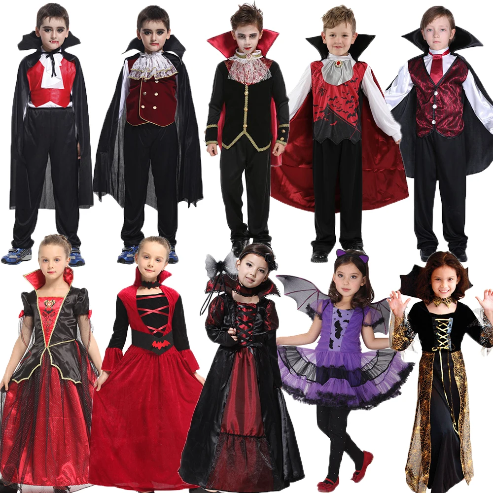 Child Vampire Costume Count Dracula Cosplay Boys Vampiress F