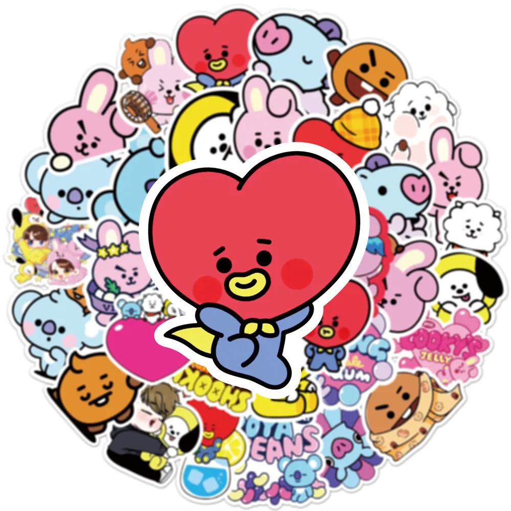 

50pcs Many Cartoon Kpop Stickers PVC Naklejki Waterproof Pull Rod Boxes Pegatinas for Motorcycles and Graffiti Sticker