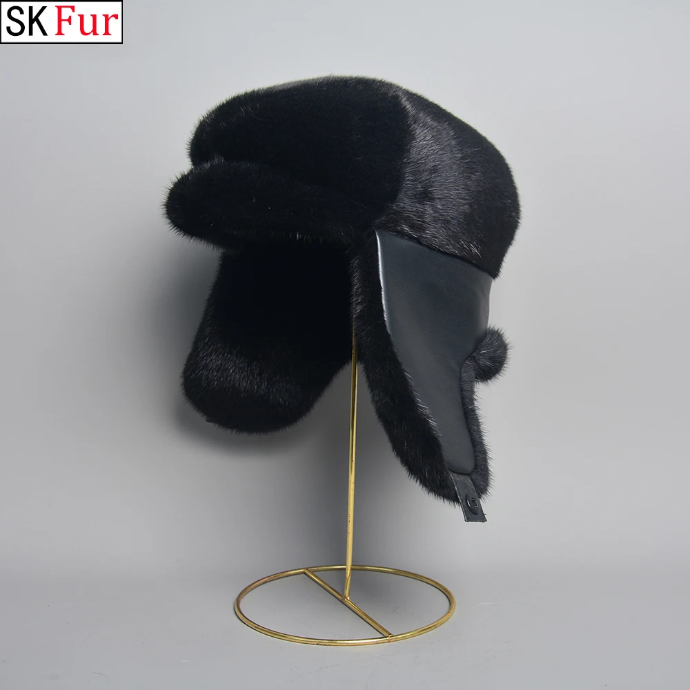 Fur hats for winter men whole real mink fur baseball hat with 2023 New luxury fashion man fur good quality men's winter fur hats