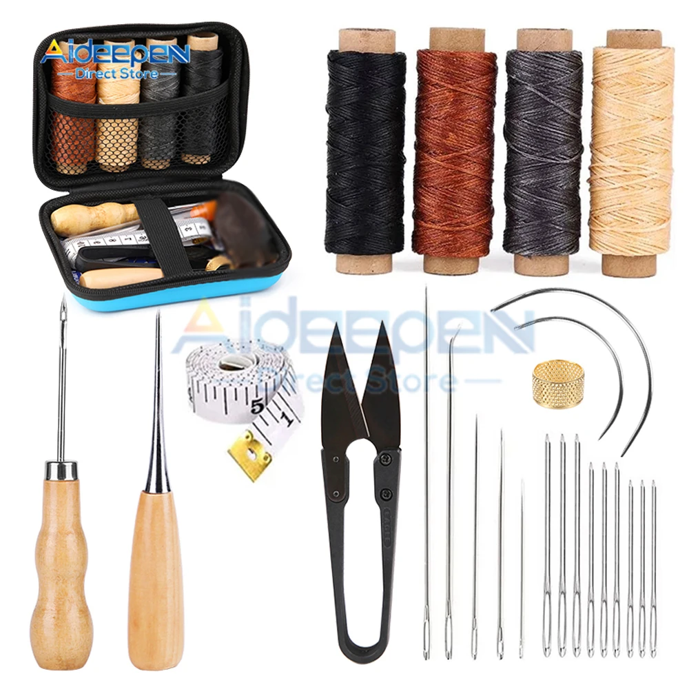 

Leather Sewing Tool Kit Handmade Sewing Needle Stitching Perforated Awl Wax Thread Set Accessories DIY Leather Craft Tools