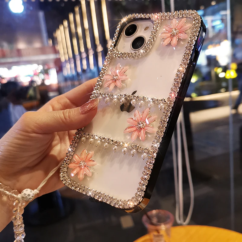

For IPhone 13 Mini Mobile for IPhone 11 12 13 Pro Max Phone Protective Cover Luxury Case Phone Case Womens with Lanyard Diamond