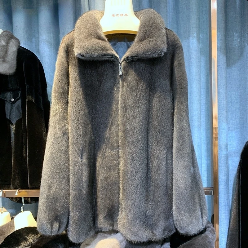 

2022 Winter New Men's Stylish Fur Mink Short Coat High Quality Lapel Elegant Style Jackets Luxury Warm Streetwear