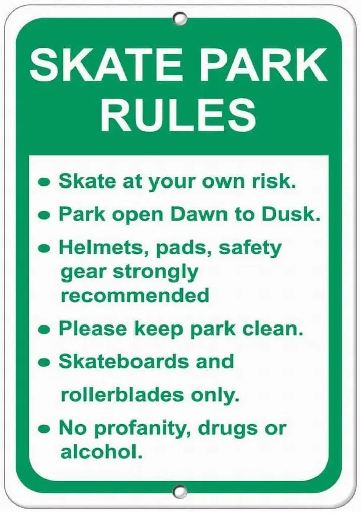 Skte Prk Rules t Your Own Rsk Securty Sgn Street Tn 12x16 от PBoe