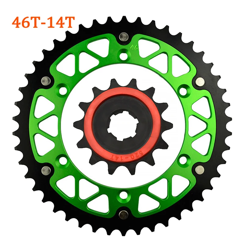 Передняя и задняя звездочка мотоцикла 45T-52T 14T для KAWASAKI KDX200 KDX220R KDX250 KLX300R KX500 KX250 KDX 200