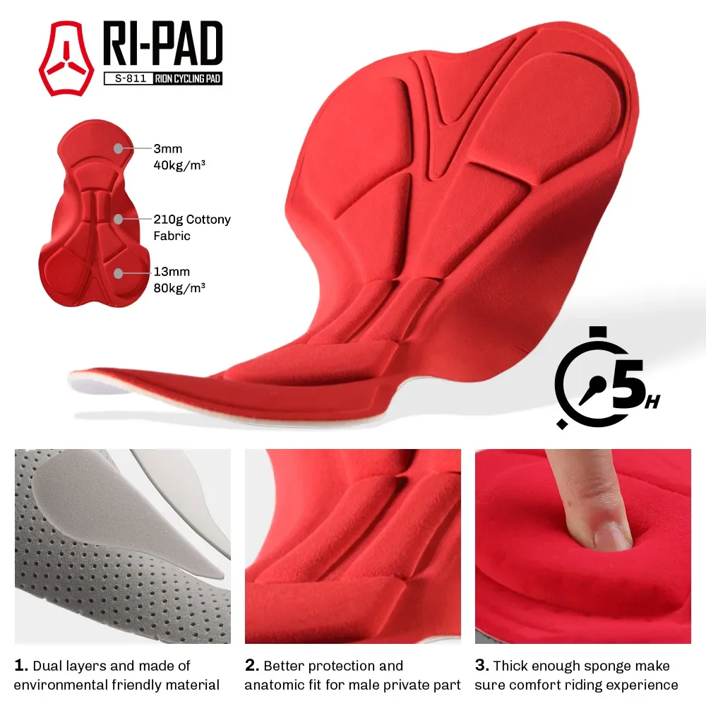 Rion Мужские Летние Велосипедные Шорты С Нагрудником Из Дышащей Сетки Для Горного