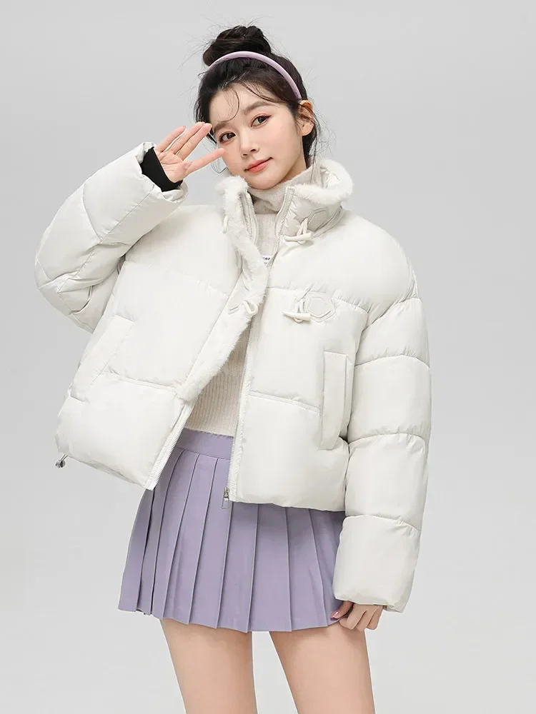 Новая утолщенная Меховая куртка-пуховик с воротником-хомутом и пряжкой зимняя