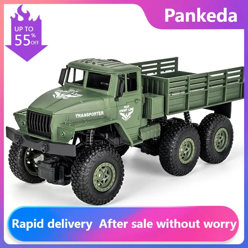 

1:18 High Speed RC Car Military Truck 2.4G Six-wheel Remote Control Off-road Climbing Vehicle Model Toy for Kids Birthday Gift