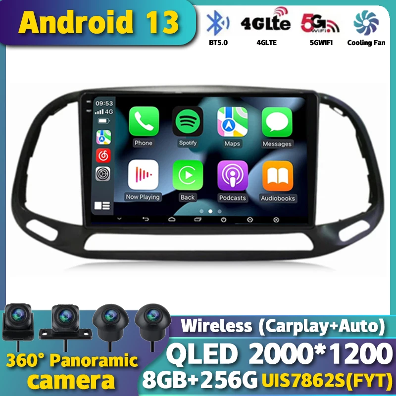

Android 13 Car Radio For Fiat Doblo 2015 2016 2017 2018 2019 2020 GPS Multimedia Video Player Stereo Navigation WIFI 360 Camera