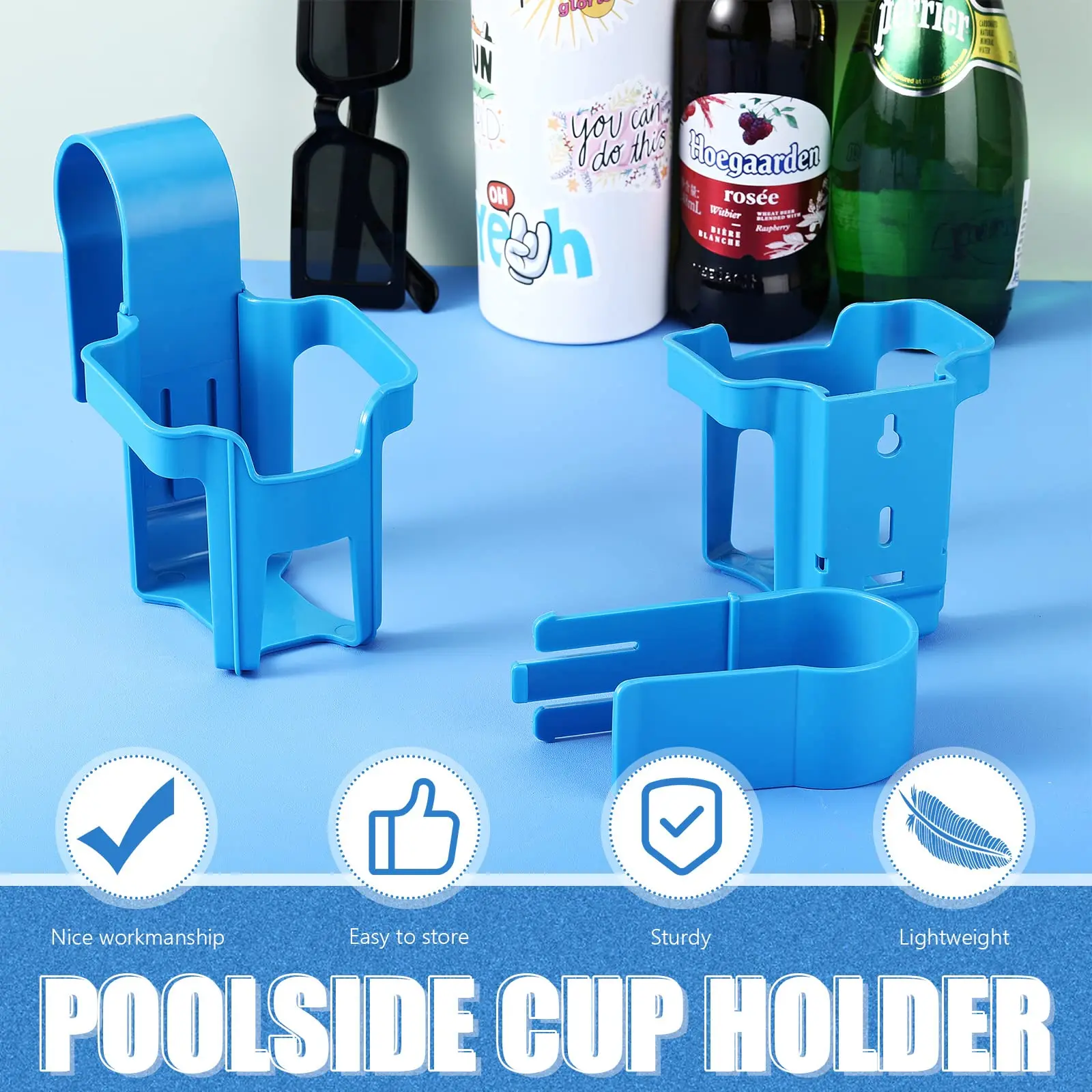 

Poolside Cup Holder For Most Above Ground Pools No-Spill Sturdy Beverage Beer Shelf Rack For Swimming Pool Side