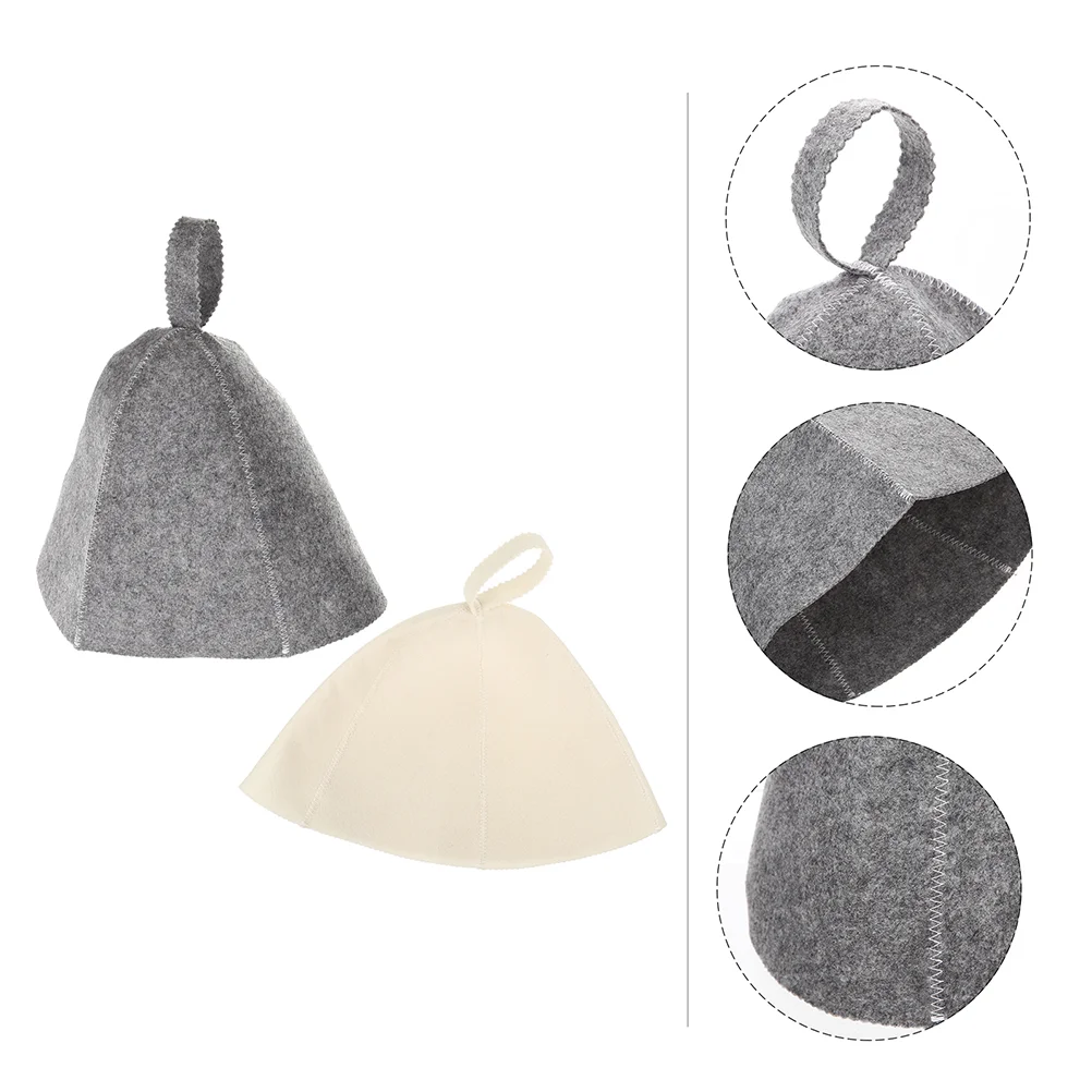 

2pcs Portable Sauna Hat Bath Hat Dry Steam Room Felt Hat Thickened Bathroom Hat