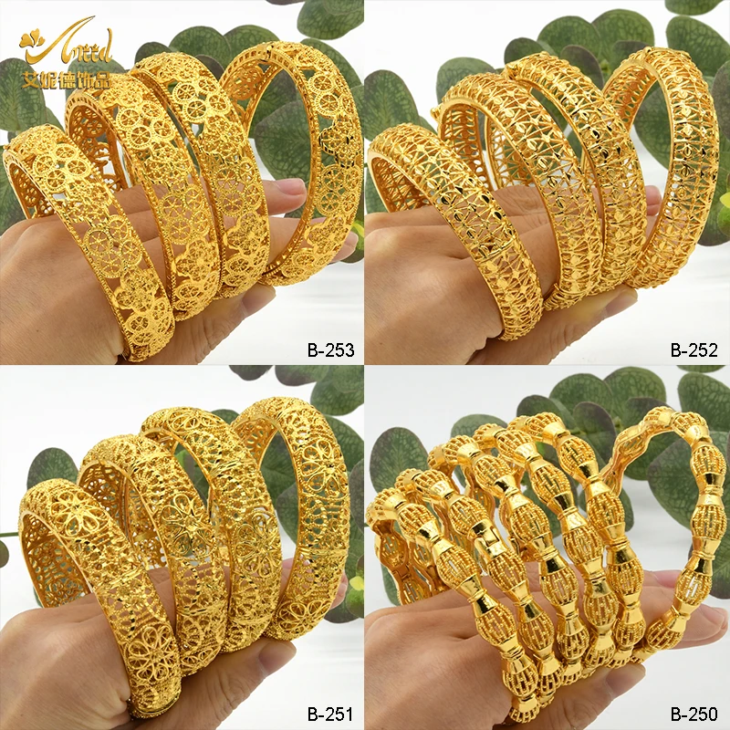 

ANIID Indian Jewelry Bangles Bracelets Nigerian Bridal Wedding Party Luxury Jewellery Gifts Hawaiian Arabic Gold Plated Bangles