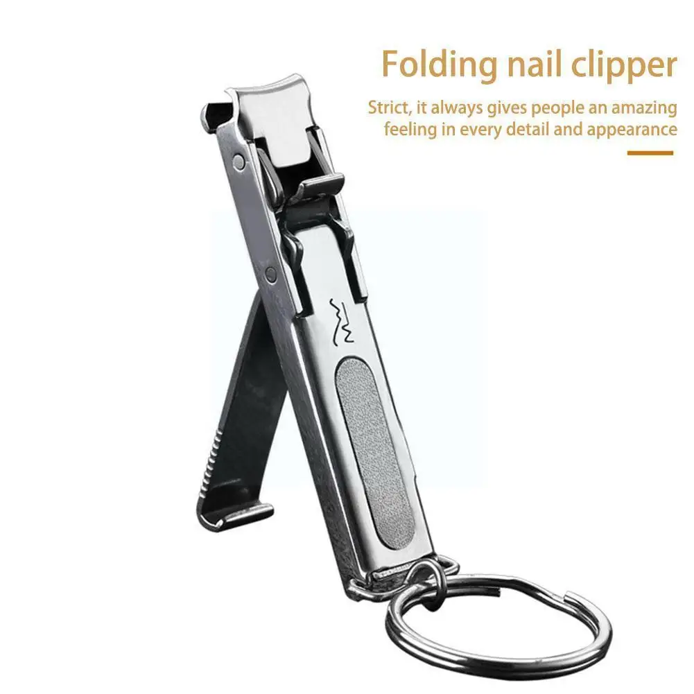 

Steel Folding Nail Clippers With Keychain Nail File Fingernail Pedicure Manicure Nail Art Tool Tools F9w8