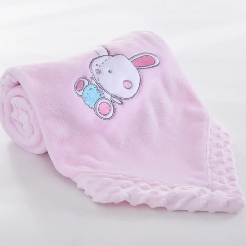 Плед для младенцев с вышитым медвежонком из фланели для мальчика и девочки, накидка для укрывания младенца в коляске, дети.