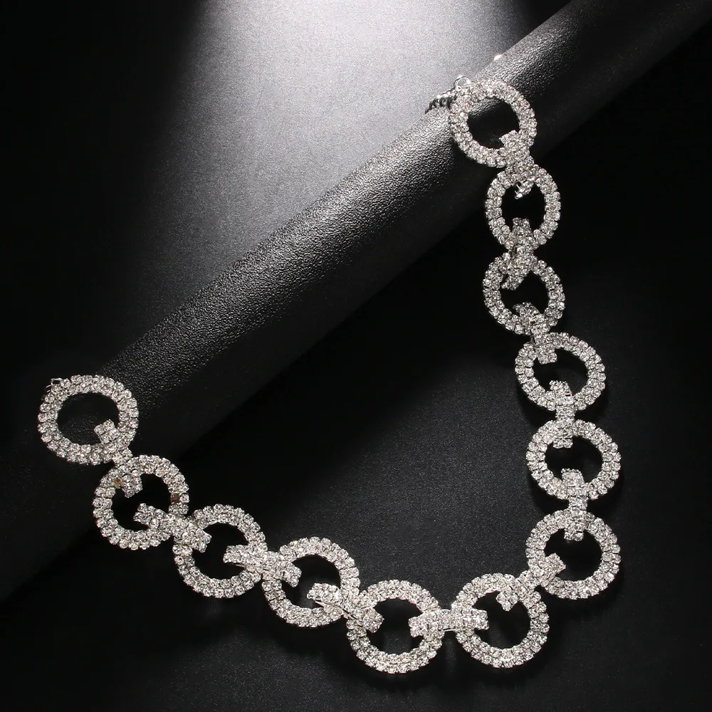 Simple Circular Ring Rhinestone Shoulder Chain for Women Tops Fashion Strap Bra Lingerie Body Chains Jewelry Dress Accessories
