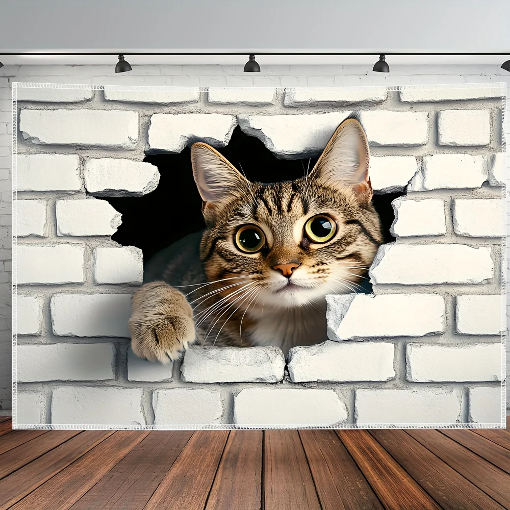 1 шт., очень большой размер, милый котенок, 3D текстура, стерео фотофон, гобелен - настенное покрытие из полиэстера для гостиной, спальни (art.: 3920cdba3e97b) - 3920cdba3e97b