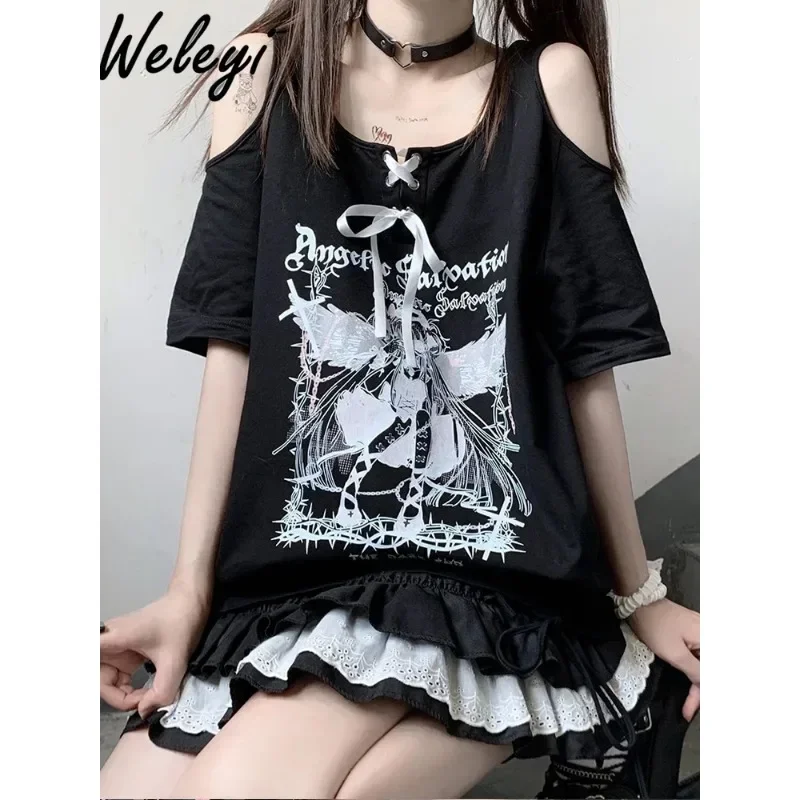 Женская рубашка с коротким рукавом на завязках открытыми плечами