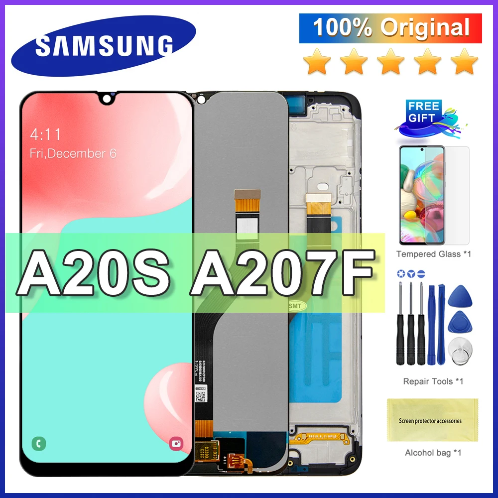 

6,5 ''Оригинальный ЖК-дисплей для Samsung Galaxy A20s A207, сенсорный экран, дигитайзер в сборе, запасные части для Samsung A20s, ЖК-дисплей