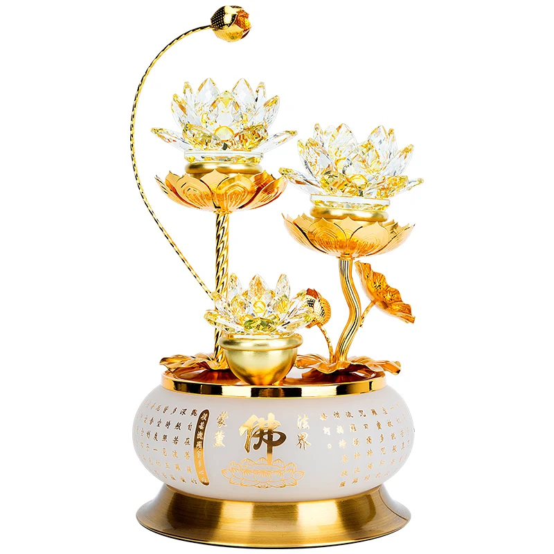 

Lotus Lamp Lamp for Buddha Worship Household a Pair of Plug-in Buddha Front Lantern Glass Lamp God of Wealth Lamp Guanyin