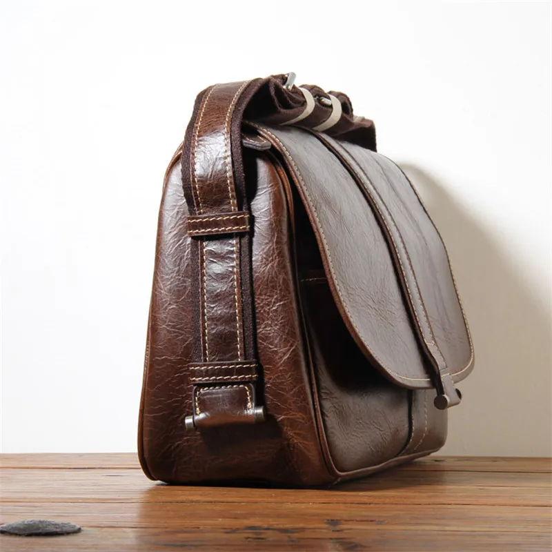 Fashion designer high quality first layer cowhide men's tablet computer shoulder bag casual outdoor work leather messenger bag