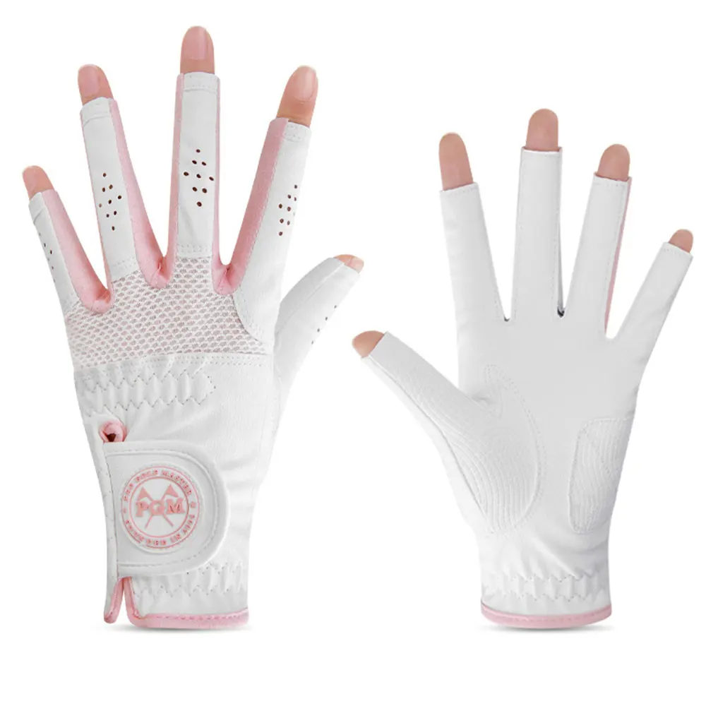 

PGM Golf Women's Gloves Super Fiber Cloth Breathable Exposed Fingers Wear resistant Anti slip Color blocking Soft Durable ST031