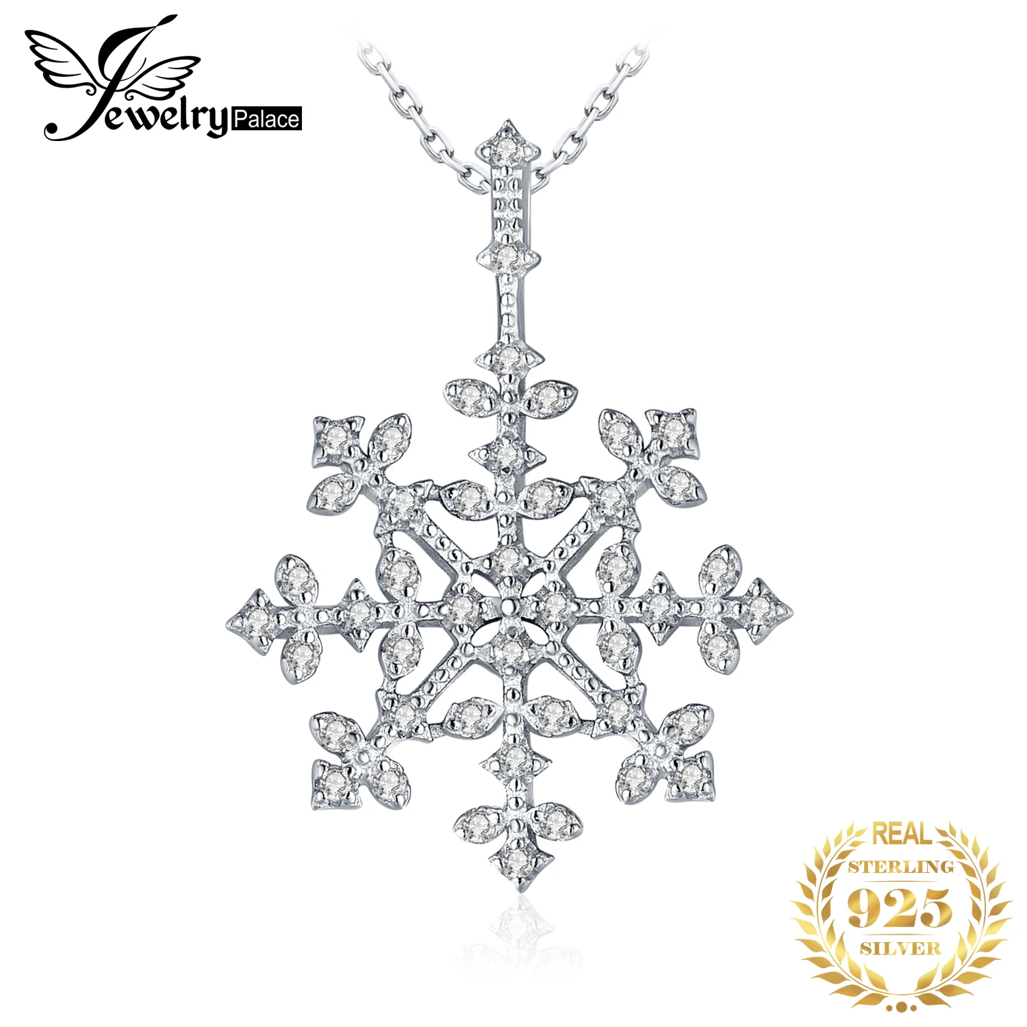 

JewelryPalace Snowflake Created Blue Spinel 925 Sterling Silver Pendant Necklace for Woman Fashion Trendy Jewelry New Arrival