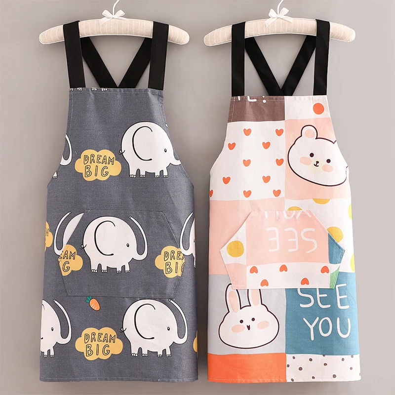 

Полотняный хлопковый фартук для дома и кухни Новый стиль сетчатый красный Корейская версия дышащий износостойкий комбинезон с защитой от з...