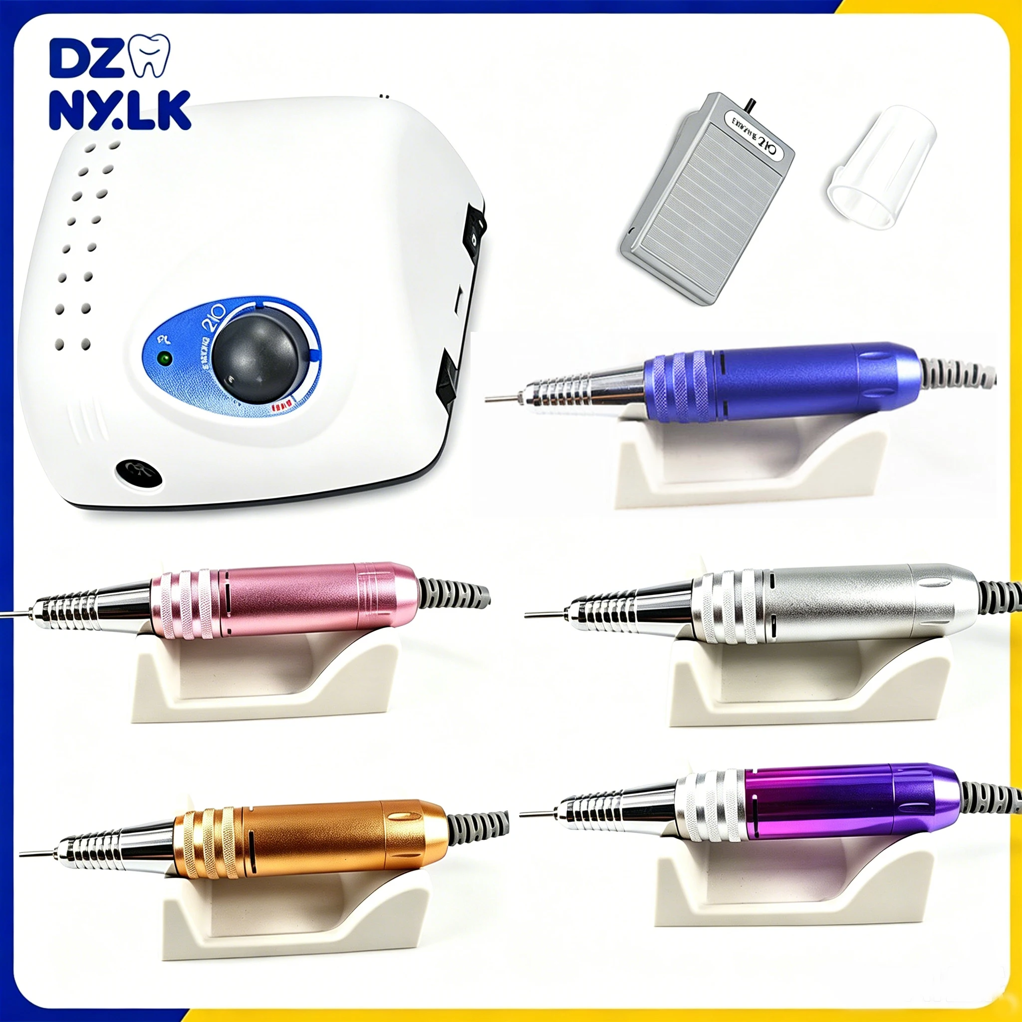 Фото Электрическая маникюрная фреза STRONG 210 PRO XII с ручкой, 35000 об/мин, разноцветная, для маникюра и педикюра, аппарат для полировки ногтей, инструменты №1