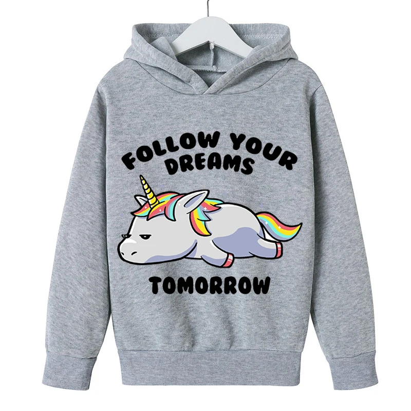 

Follow Your Dreams Tomorrow Uniocrn kids hoodies Sweatshirts Cartoon Uniocrn Girl Hoodie Baby Boy Unicorn Sweatshirt Kid Clothes