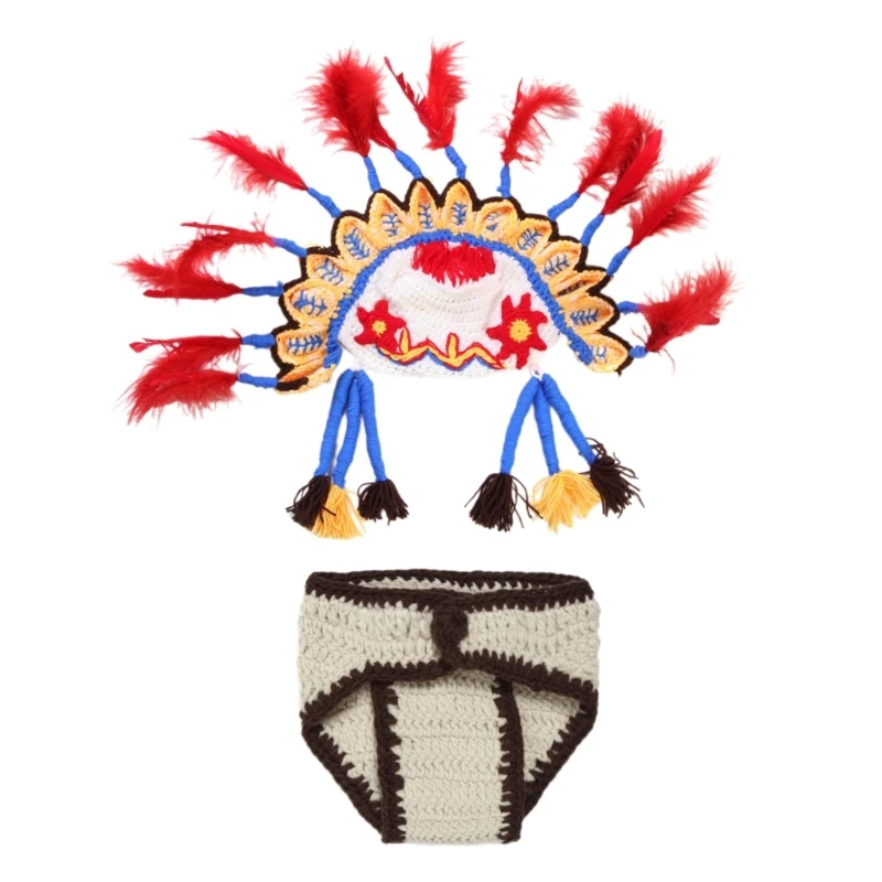 Комплект детских костюмов в индийском стиле из мягкой вязаной пряжи шапка с