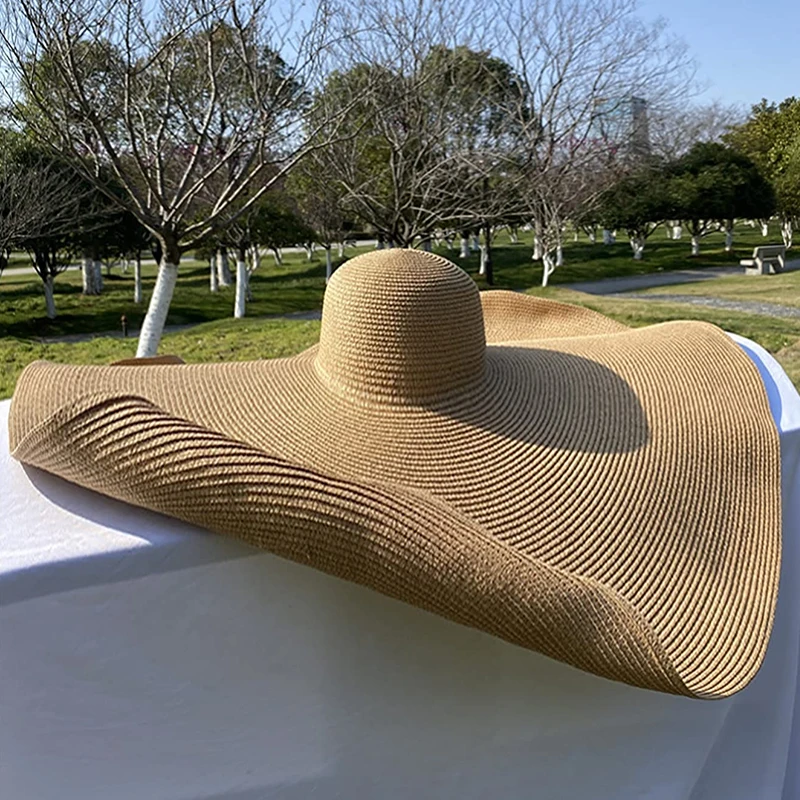

Шляпа женская Соломенная с широкими полями и защитой от ультрафиолета, 70 см