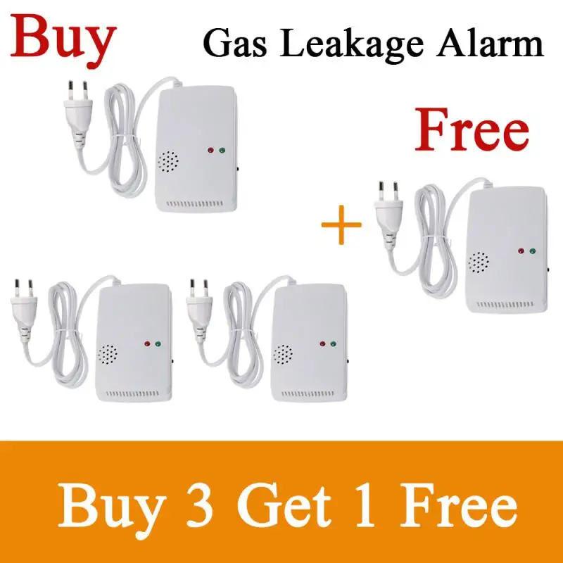 

1-5PCS Natural Gas Sensitive Detector Alarm Independent Gas Sensor EU/US Plug Natural Poisoning Gas Leak Detector Home Security