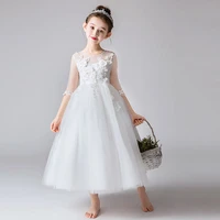 summer new girls flower girl high end wedding dress party performance foreign style small dress europe and the united states