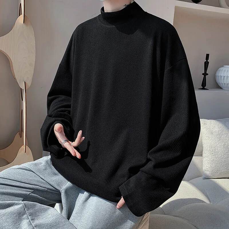 Осенняя футболка с длинным рукавом мужская негабаритная повседневная