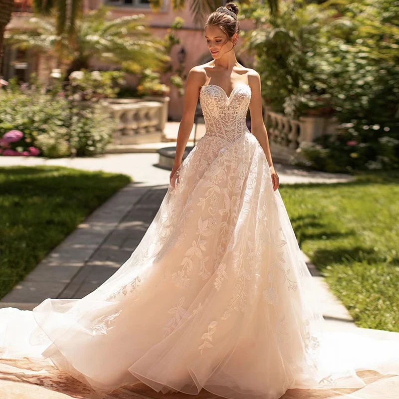 

Sexy Elegant Wedding Dress With Tulle And Boat Neck Tie Card Shoulder Strap High Slit Side Bridal Gown Large Size Customization