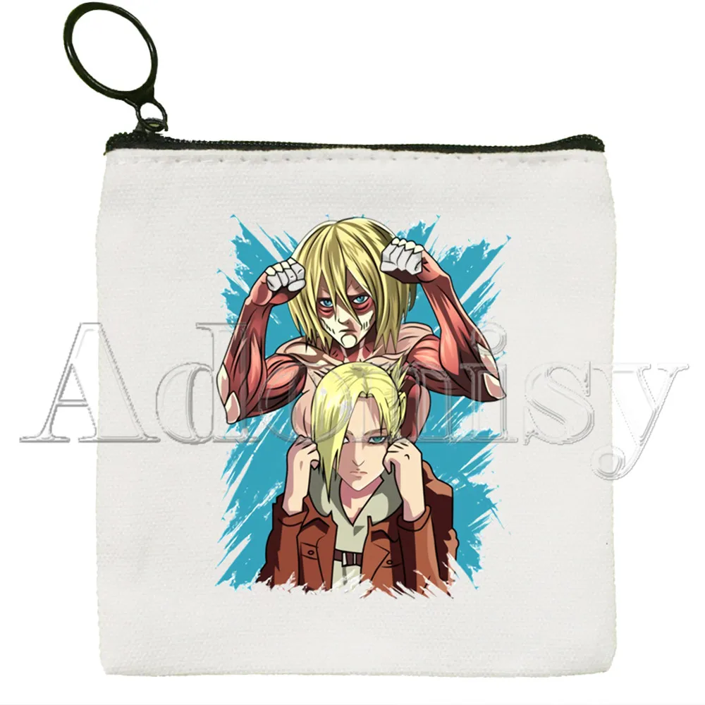 Attack on Titan Design Aesthetic Small Square Bag Coin Purse Storage Small Bag Card Bag Key Bag Coin Clutch Bag Zipper Key Bag