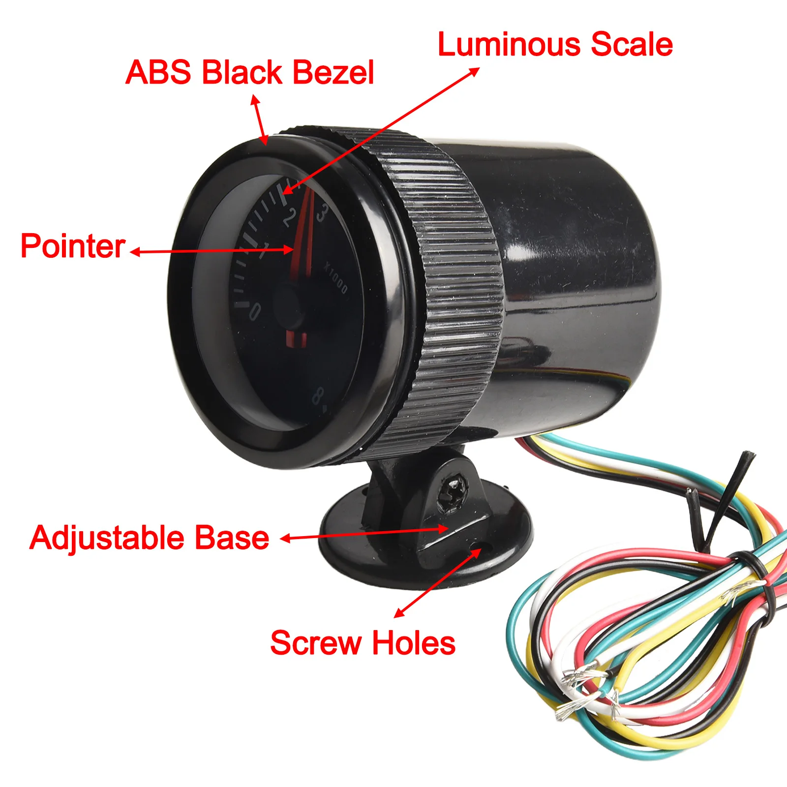 Автомобильный тахометр с реальными данными 2 дюйма. Диаметр 52 мм Черный