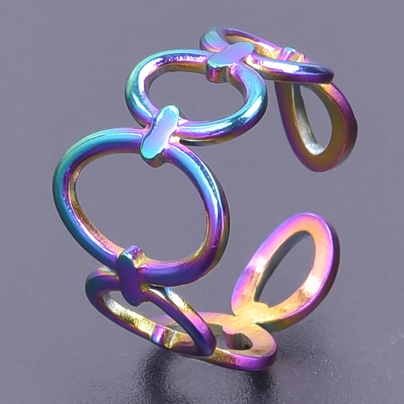 

Oval Hollow Out Open Irregular Rings For Women Girl Accessories Stainless Steel Ring Fashion Jewelry Titanium Ring Friends Gift