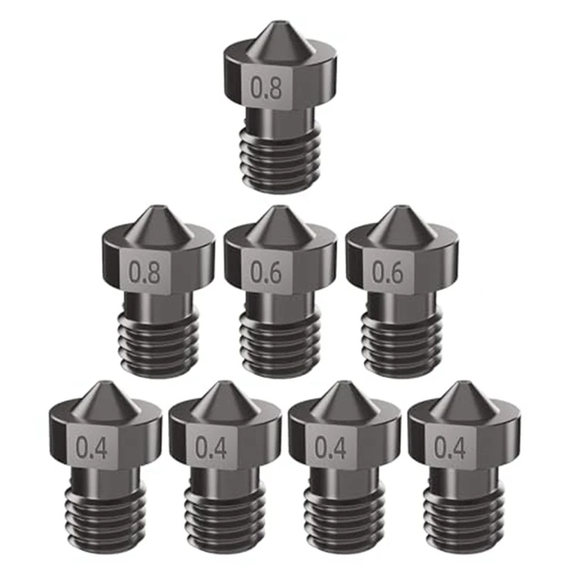 Комплект сопел V6 из закаленной стали 8 шт. сопла экструдера для 3D принтера 0 4 мм 6