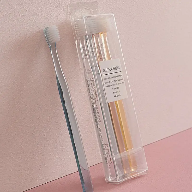 

4Pcs/Set Nordic Style Clear Plastic Crystal Handle Toothbrush Soft Bristle Small Head Travel Portable Oral Care Random Color