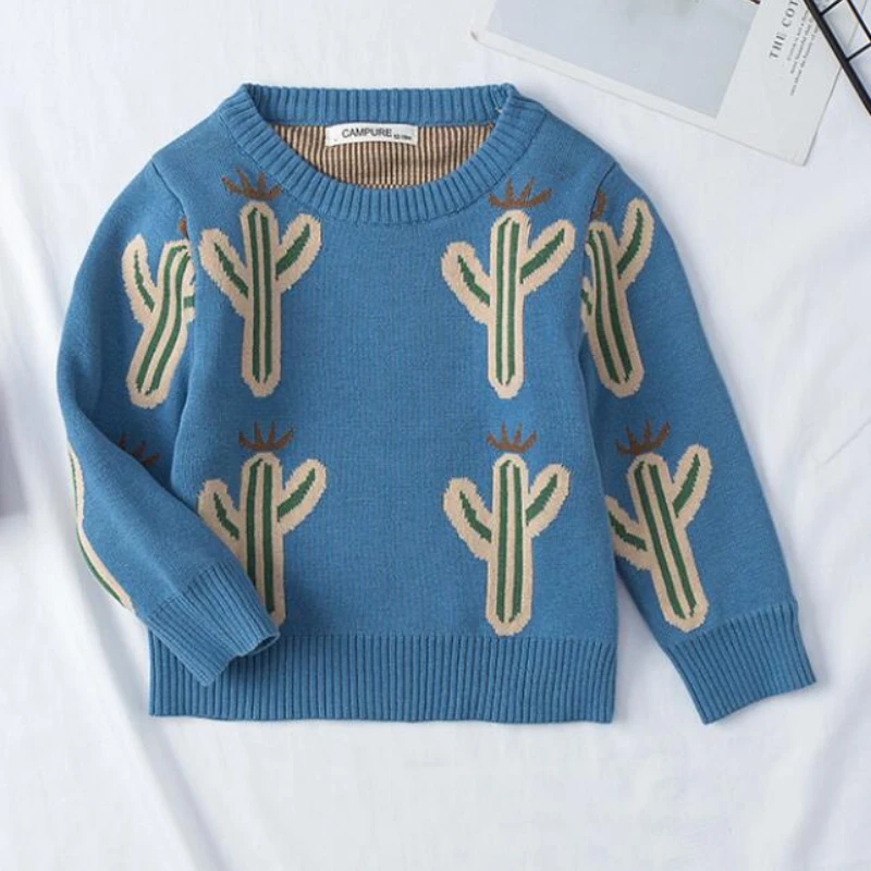 Autumn Kids Knitting Coat Baby Boys Girls Pullover Sweaters Kids Pullovers Tops Cartoon Long Sleeve Sweater